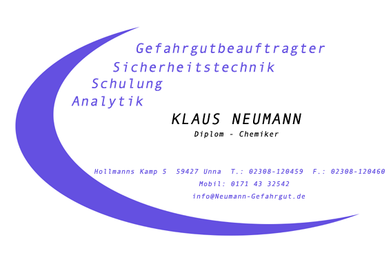 Gefahrgutbeauftragter, Sicherheitstechnik,Schulung, Analytik, Klaus Neumann in Unna